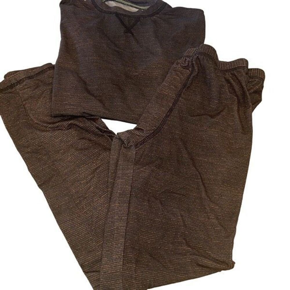 Cuddl Duds Boys Space Dye‎ Comfort Stretch Long Sleeve Crew & Pant Set Black XL